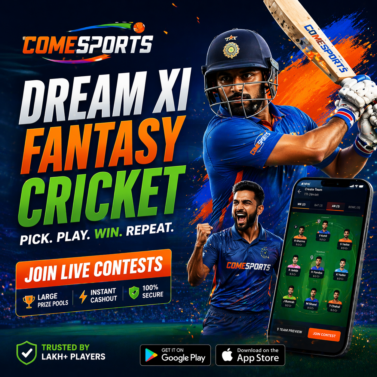 COME TO WIN 11 fantasy sports main visual