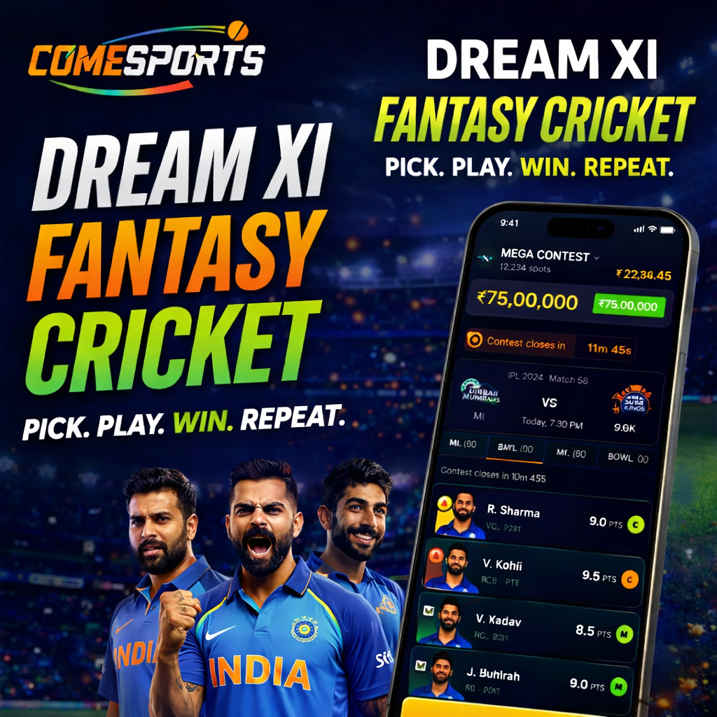 COME TO WIN 11 fantasy cricket challenge visual